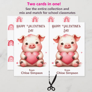 Postale Carte de classe valentine pour enfant Coeur rose d