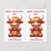 Postale Carte de classe Valentine pour enfant de Vache Hig (Devant)