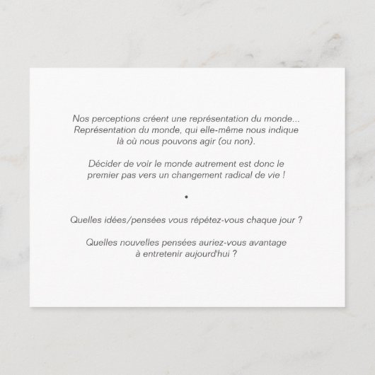 Postale Carte de Coaching "Hygiène mentale" (Dos)