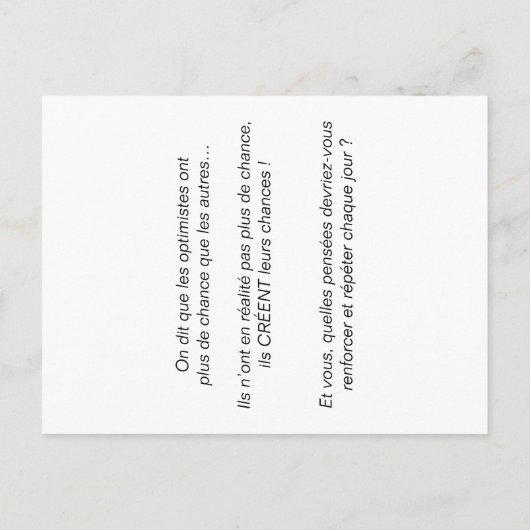 Postale Carte de coaching "Pensée créatrice" (Dos)