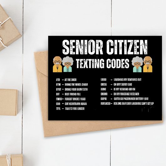 Postale Carte de code de SMS pour seniors