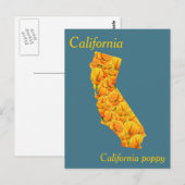 Postale Carte de collage des fleurs de l'État de Californi (Devant / Derrière)