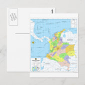 Postale Carte de Colombie Map of Colombia (Devant / Derrière)