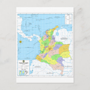 Postale Carte de Colombie Map of Colombia