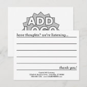 Postale carte de commentaire (Devant / Derrière)