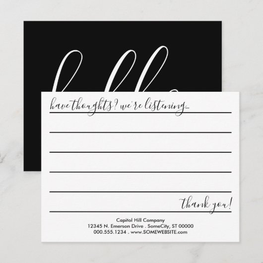 Postale Carte de commentaire HELLO (Devant / Derrière)