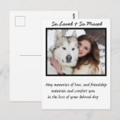 Postale Carte de condoléances pour un chien personnalisée (Devant / Derrière)