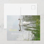 Postale Carte de condoléances Serène Cygne & Libellule (Devant / Derrière)