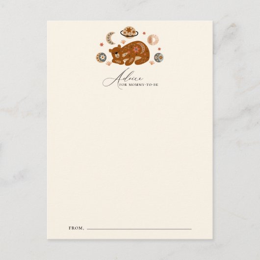 Postale Carte de conseil Baby shower à thème Ours céleste (Devant)