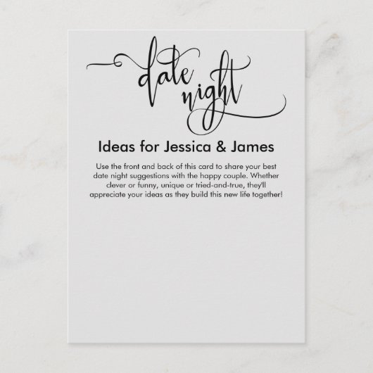 Postale Carte de conseil Date Night Ideas Light Grey (Devant)