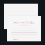 Postale Carte de conseil du Mariage rose Gold Calligraphy<br><div class="desc">Cette carte de conseil mariage en calligraphie or rose est parfaite pour un mariage moderne. Le design sobre et élégant présente une typographie classique et sophistiquée en or rose et blanc.Ces cartes sont parfaites pour un mariage, douche nuptiale, baby shower, fête de remise de diplômes et plus encore. Personnalisez les...</div>