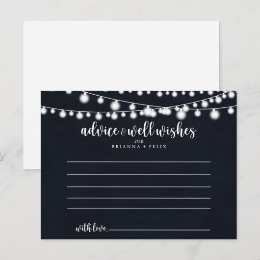 Postale Carte de conseil du Mariage Rustic String Lights (Devant / Derrière)