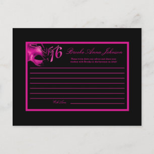 Postale Carte de conseil écrit Sweet 16 Hot rose Black Par