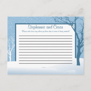 Postale Carte de conseil écrite Hiver Bleu Noël