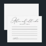 Postale Carte de conseil Mariage classique chic<br><div class="desc">Cette carte de conseil mariage chic et classe est parfaite pour un mariage rustique. Le design sobre et élégant présente une typographie de script classique et sophistiquée en noir et blanc. Ces cartes sont parfaites pour un mariage, une douche nuptiale, un baby shower, une fête de remise de diplômes et...</div>