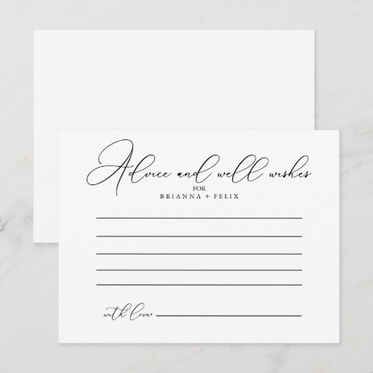 Postale Carte de conseil Mariage classique chic (Devant / Derrière)