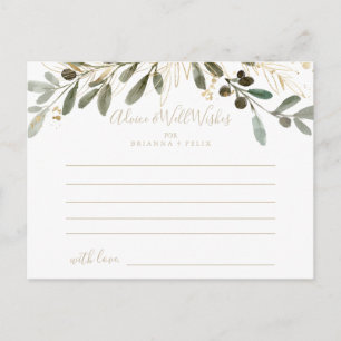 Postale Carte de conseil Mariage de automne Gold Green