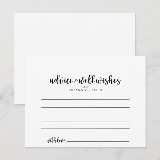 Postale Carte de conseil Mariage de calligraphie minimalis (Devant / Derrière)