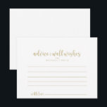 Postale Carte de conseil Mariage de calligraphie minimalis<br><div class="desc">Cette carte de conseil minimaliste en calligraphie or mariage est parfaite pour un mariage rustique. Le design sobre et élégant présente une typographie classique et sophistiquée en or.Ces cartes sont parfaites pour un mariage, douche nuptiale, baby shower, fête de remise de diplômes et plus encore. Personnalisez les cartes avec les...</div>