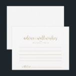 Postale Carte de conseil Mariage de calligraphie minimalis<br><div class="desc">Cette carte de conseil minimaliste en calligraphie or mariage est parfaite pour un mariage rustique. Le design sobre et élégant présente une typographie classique et sophistiquée en or.Ces cartes sont parfaites pour un mariage, douche nuptiale, baby shower, fête de remise de diplômes et plus encore. Personnalisez les cartes avec les...</div>