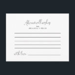 Postale Carte de conseil Mariage de script fantaisie Calli<br><div class="desc">Cette carte de conseil mariage de script fantaisie de calligraphie est parfaite pour un mariage moderne. Le design sobre et élégant présente une typographie de script classique et sophistiquée en noir et blanc. Ces cartes sont parfaites pour un mariage, une douche nuptiale, un baby shower, une fête de remise de...</div>