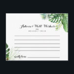 Postale Carte de conseil Mariage Destination Tropical Gree<br><div class="desc">Cette carte de conseil mariage de destination verte tropicale conviendra parfaitement à un mariage simple. Le design se compose de palmiers verts aquarelés peints à la main et de feuilles de bananes soigneusement arrangés en de beaux bouquets. Ces cartes sont parfaites pour un mariage, une douche nuptiale, un baby shower,...</div>