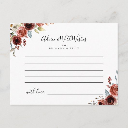 Postale Carte de conseil Mariage Floral Élégante Spring (Devant)