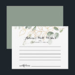 Postale Carte de conseil Mariage Gold Green Foligraphy<br><div class="desc">Cette carte de conseil mariage de calligraphie vert or est parfaite pour un mariage moderne. Cette conception artistique présente une aquarelle dessinée à la main or et feuillage vert, inspirant la beauté naturelle. Ces cartes sont parfaites pour un mariage, une douche nuptiale, un baby shower, une fête de remise de...</div>