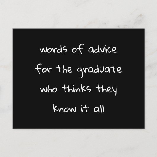 Postale Carte De Conseil Pour Le Parti Gradué Drôle (Devant)