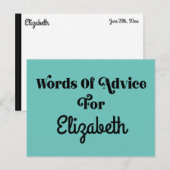 Postale Carte de conseil pour les diplômés pour les invité (Devant / Derrière)