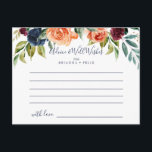 Postale Carte de conseil pour Mariage Floral Élégant Multi<br><div class="desc">Cette carte de conseil aux mariage floraux multicolores et élégantes est parfaite pour un mariage moderne. Le design présente des bouquets soigneusement dessinés à la main de rose, de rougeur, de jaune, de bordeaux, de rouge, de fleurs d'indigo et de feuillage vert, inspirant la beauté naturelle. Ces cartes sont parfaites...</div>