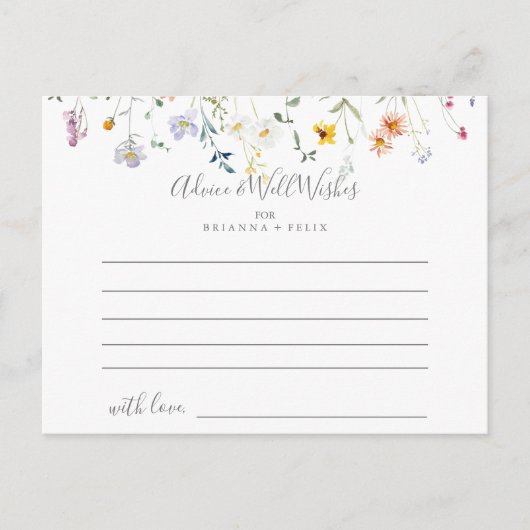 Postale Carte de conseil pour Mariages floraux Wild Multic (Devant)