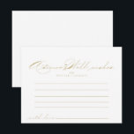 Postale Carte de conseils de mariage à calligraphie élégan<br><div class="desc">Cette carte de conseils de mariage à calligraphie élégante en or est parfaite pour un mariage rustique. Le design simple et élégant présente une typographie classique et fantaisiste en or. Ces cartes sont parfaites pour un mariage, une fête prénatale, une baby shower, une fête de remise de diplôme & plus...</div>
