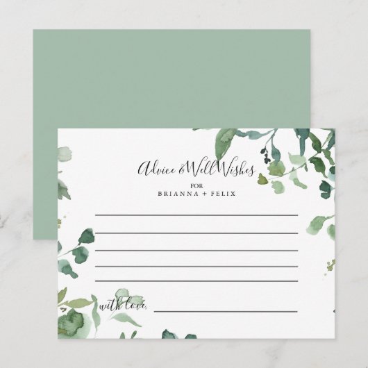 Postale Carte de conseils de mariage à feuillage en écritu (Devant / Derrière)