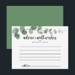Postale Carte de conseils de mariage au eucalyptus Green D<br><div class="desc">Cette carte de conseils de mariage au eucalyptus green delight est parfaite pour un mariage moderne. Le design présente des branches et des feuilles d'eucalyptus botaniques élégantes dessinées à la main à l'aquarelle. Ces cartes sont parfaites pour un mariage, une fête de douche de mariée, une fête prénatale, une fête...</div>