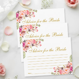 Postale Carte de conseils de mariage floral rose gold L