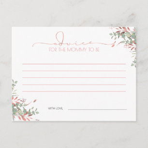Postale Carte de conseils pour Baby Shower Rose Gold et Ve