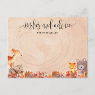 Postale Carte de conseils pour Baby Shower sur les animaux