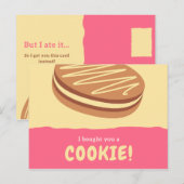 Postale Carte de cookie jaune et rose drôle (Devant / Derrière)