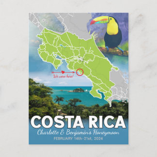 Postale Carte de Costa Rica Souvenirs de Lune de Miel