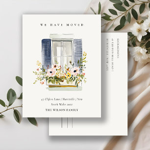 Postale Carte de Cottage Vintage Floral Window Nous avons