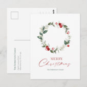 Postale Carte de Couronne de Noël Élégante (Devant / Derrière)