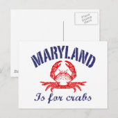 Postale Carte de crabe du Maryland (Devant / Derrière)
