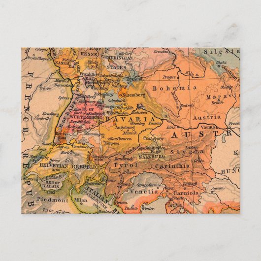 Postale Carte de cru de l'Europe centrale (Devant)