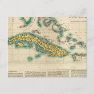 Postale Carte De Cuba Et Des Îles Bahama