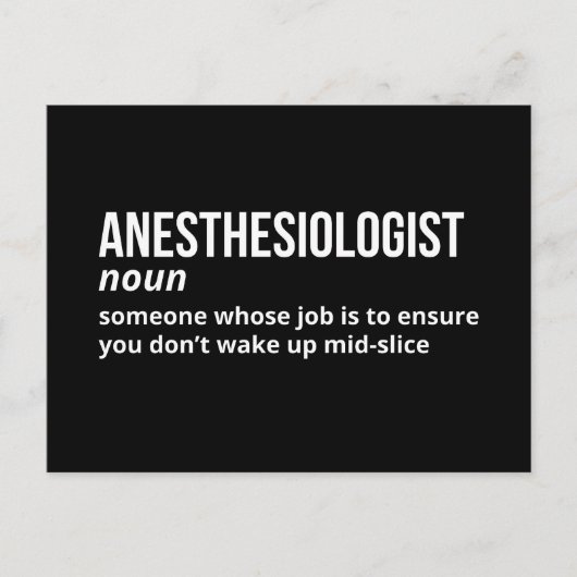 Postale Carte de définition d'anesthésiste Witty (Devant)