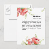 Postale Carte de définition de la mère - cadeau de la fête (Devant / Derrière)