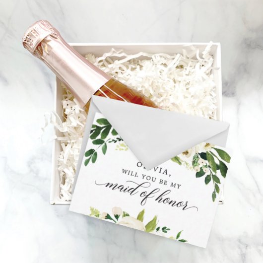 Postale Carte de demande de témoin de mariage aux roses bl