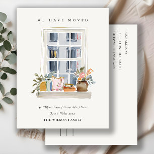 Postale Carte de déménagement d'appartement chic avec fenê