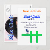 Postale Carte de déplacement de chaise bleue (Devant / Derrière)